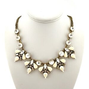 J. Crew White and Gold Floral Necklace